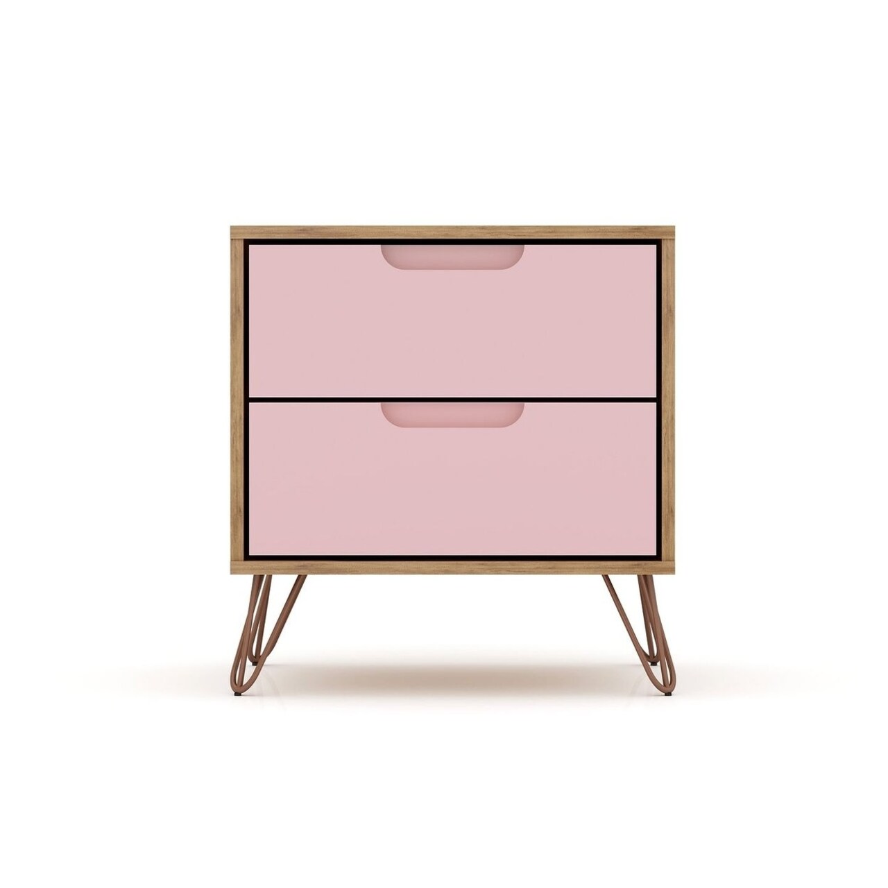 Manhattan Comfort Rockefeller 2.0 Mid-Century- Modern Nightstand with 2-Drawer